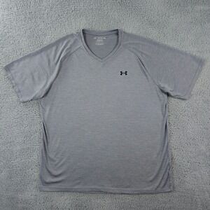 Under Armour Shirt Mens 3XLT Gray The Tech Tee V Neck Short Sleeve Loose Fit Gym